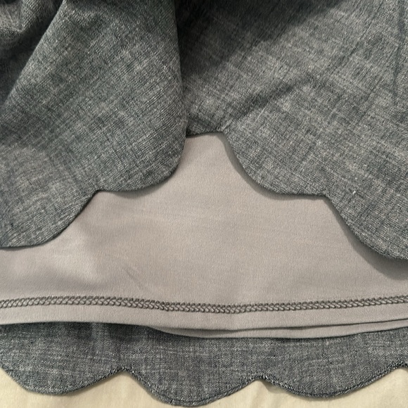 Grey, tulip hem, shift dress with white collar - Picture 4 of 4